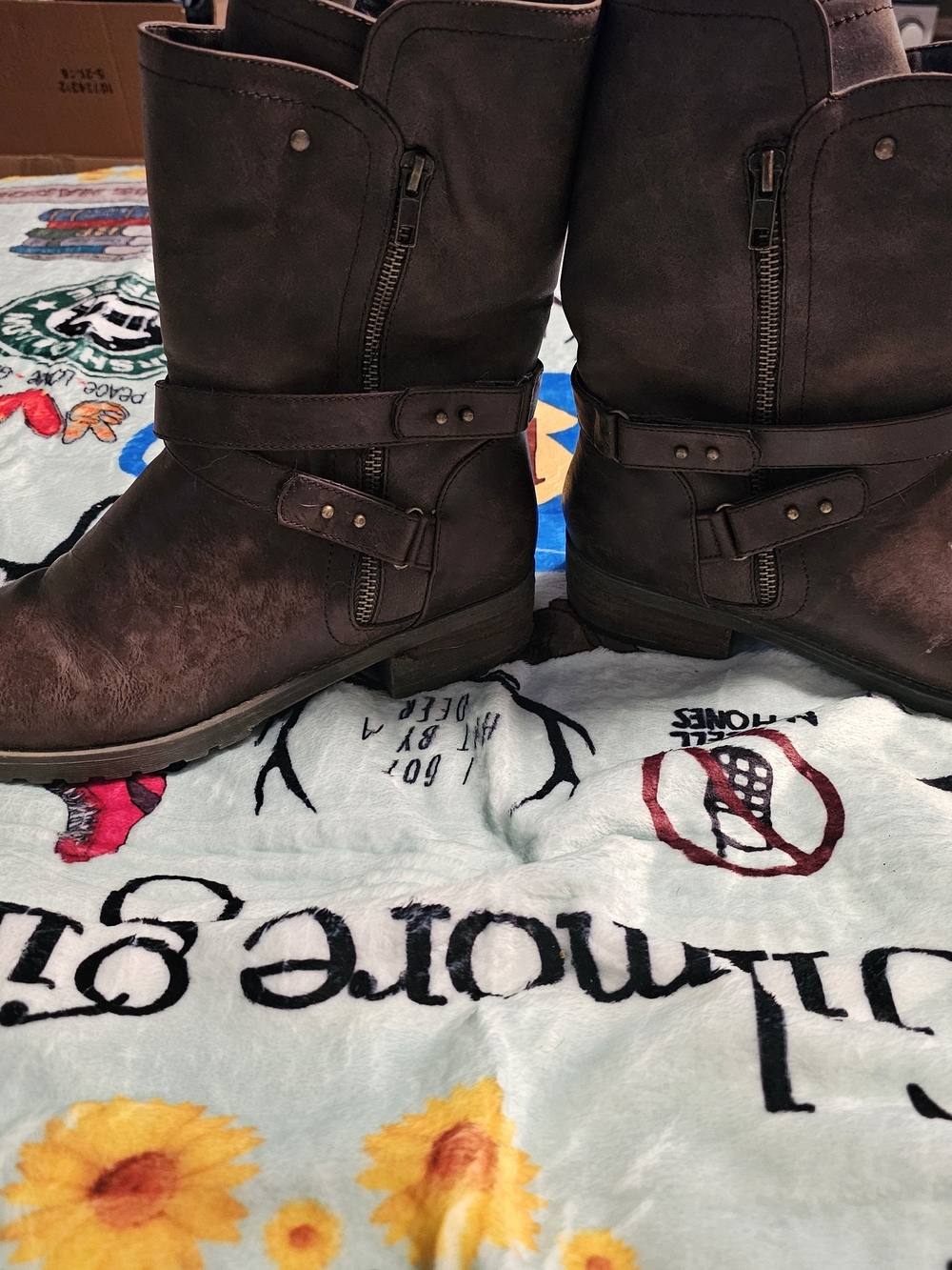 Carlos by Carlos Santana Brown Moto Combat Boots